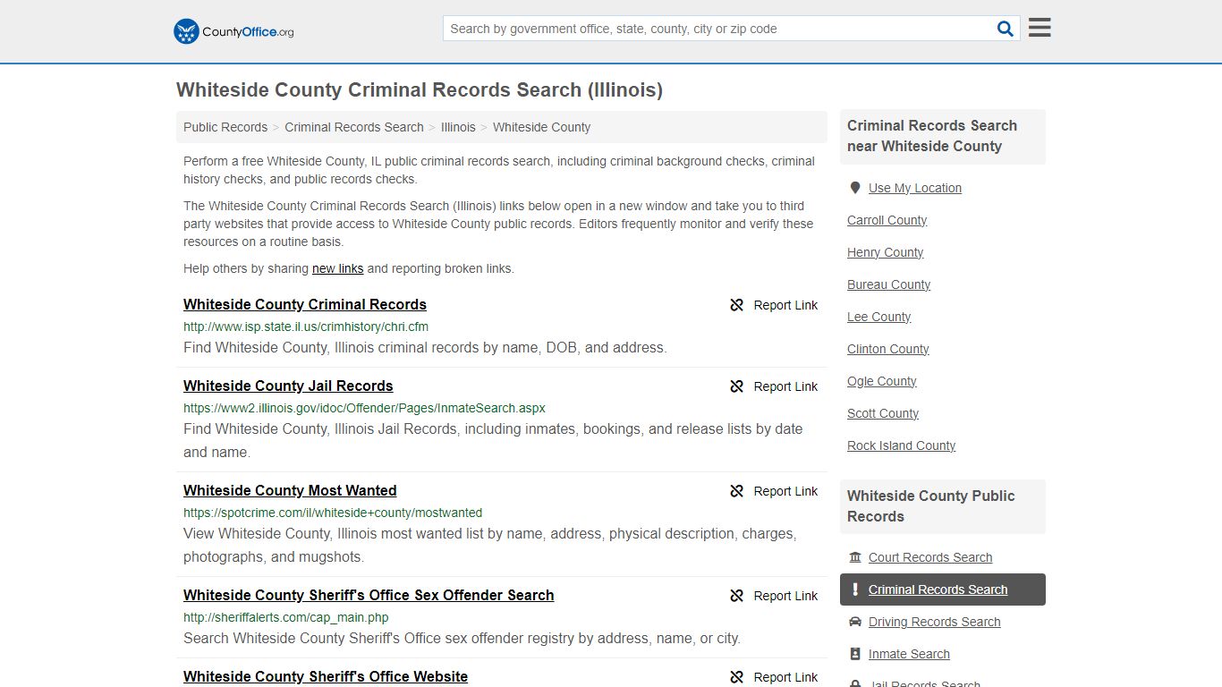 Whiteside County Criminal Records Search (Illinois) - County Office